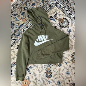 Nike Army Green Cropped Hooded Sweatshirt